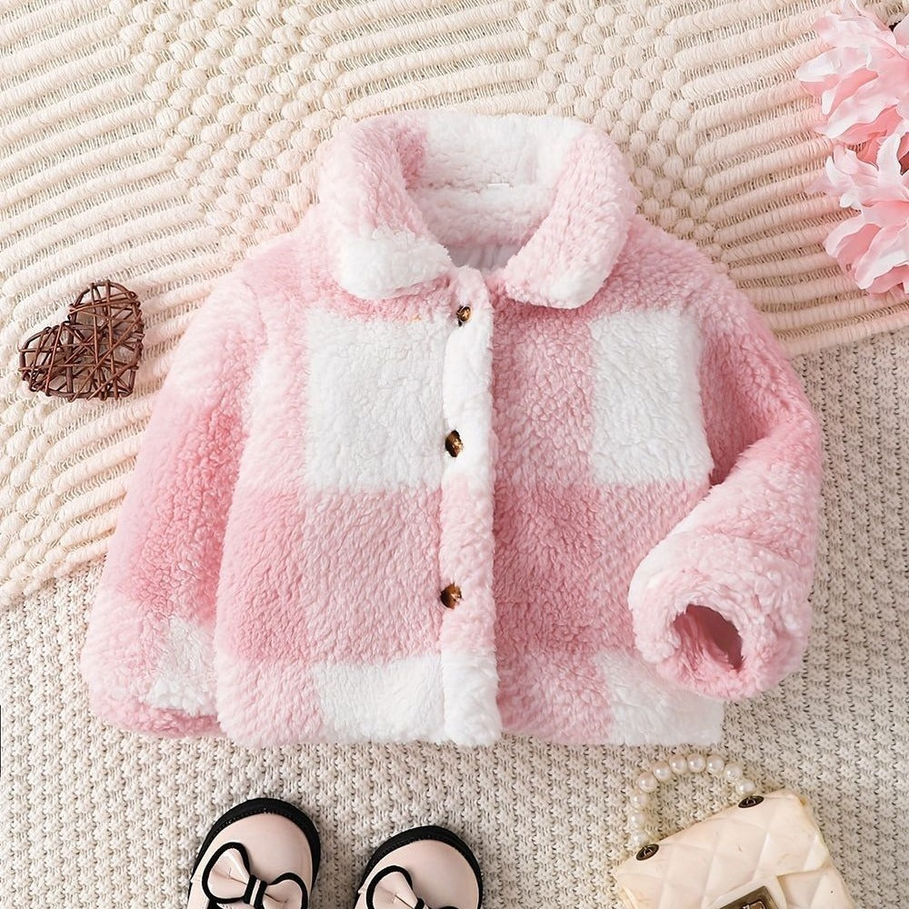 Pink Plaid Teddy Borg Jacket