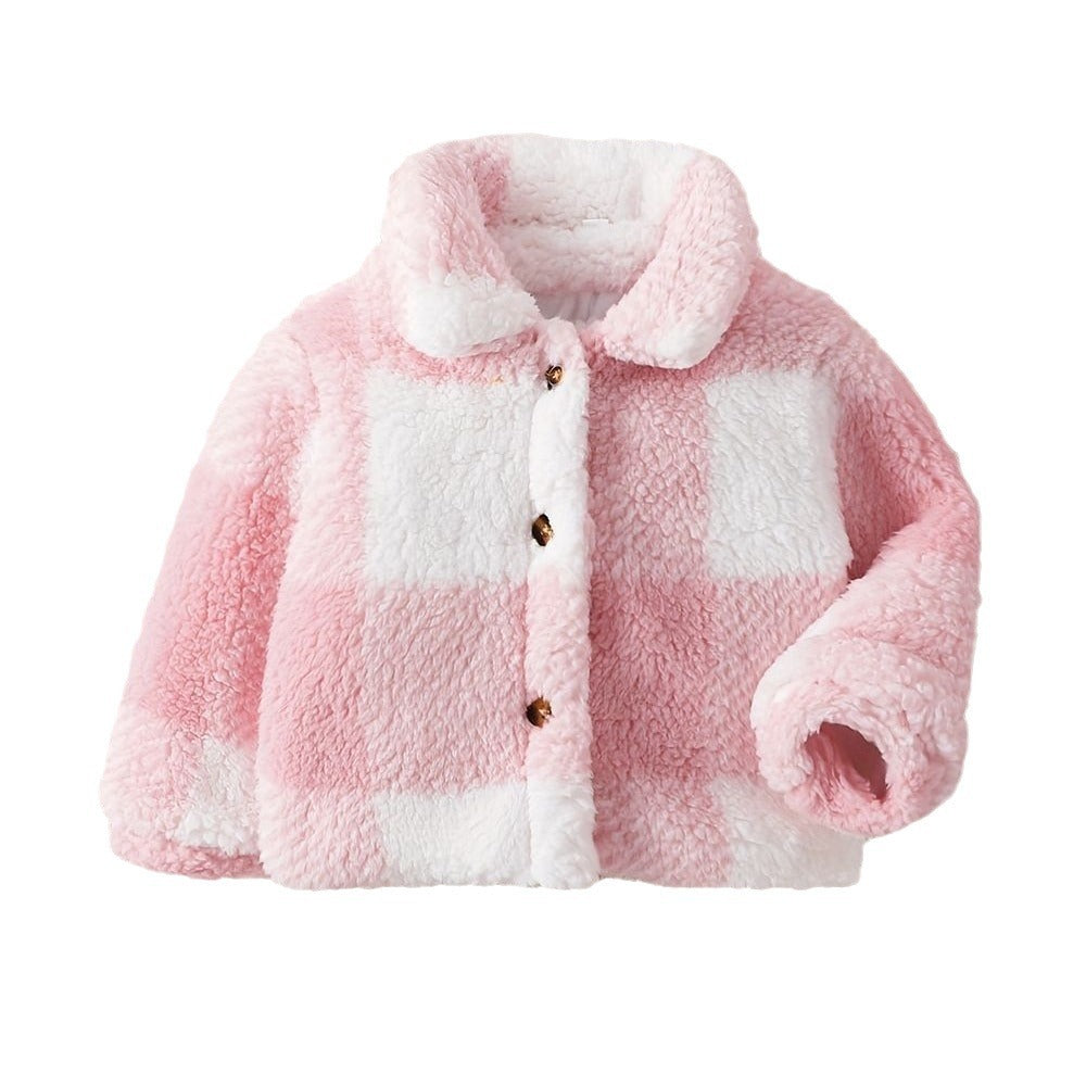 Pink Plaid Teddy Borg Jacket