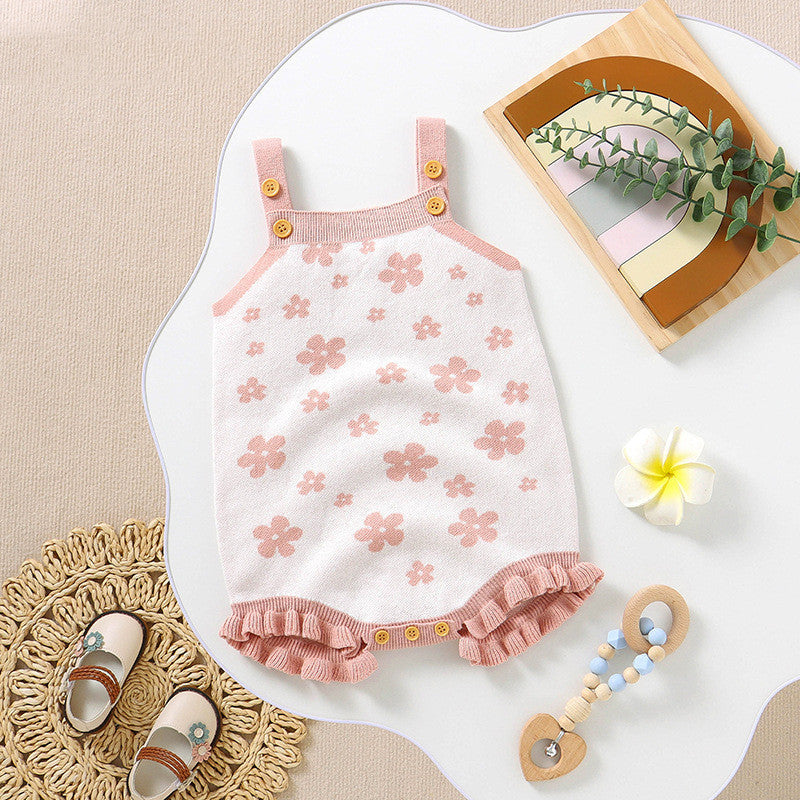 Knitted Floral Fun Sleeveless Romper