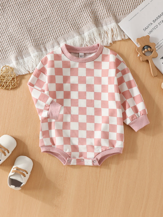 Babys Gambit Chessboard Long Sleeve Romper